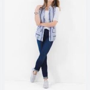 Zenergy by Chico’s Striped Reversible Sleeveless Women's Top Vest Paisley Zipper